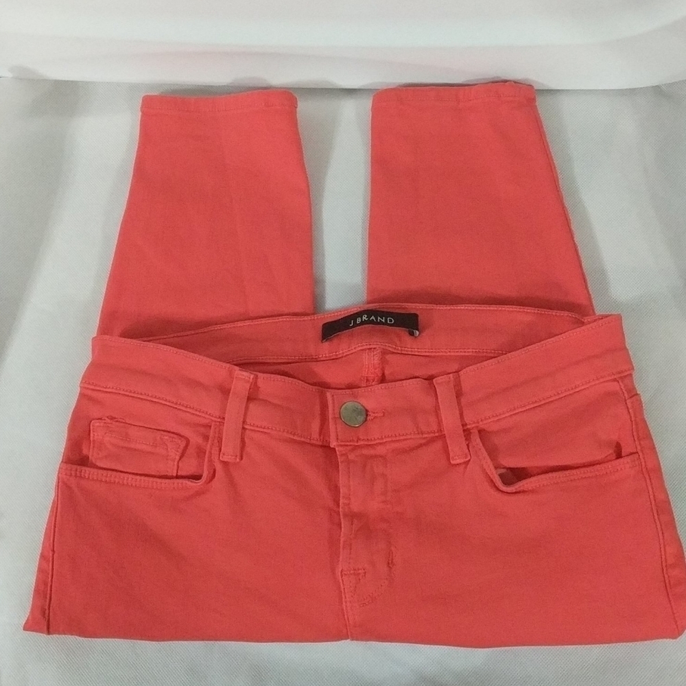 J Brand Dark Coral Colored Skinny Crop Jeans - size 27